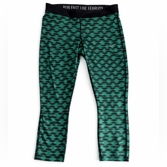 Nike Pants - Nike Leggings Dri-Fit green black capri size L